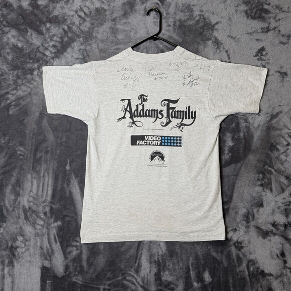 Vintage The Adams Family Block Buster Movie Promo Gray Short Sleeve Size X-Large - Picture 6 of 7